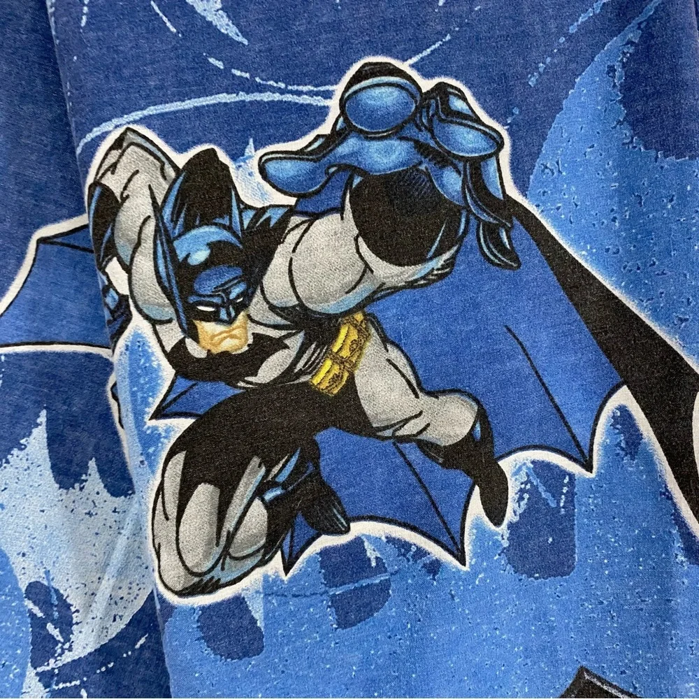 Vintage DC Comics BATMAN Flat Full Sheet Bedding Blue Franco